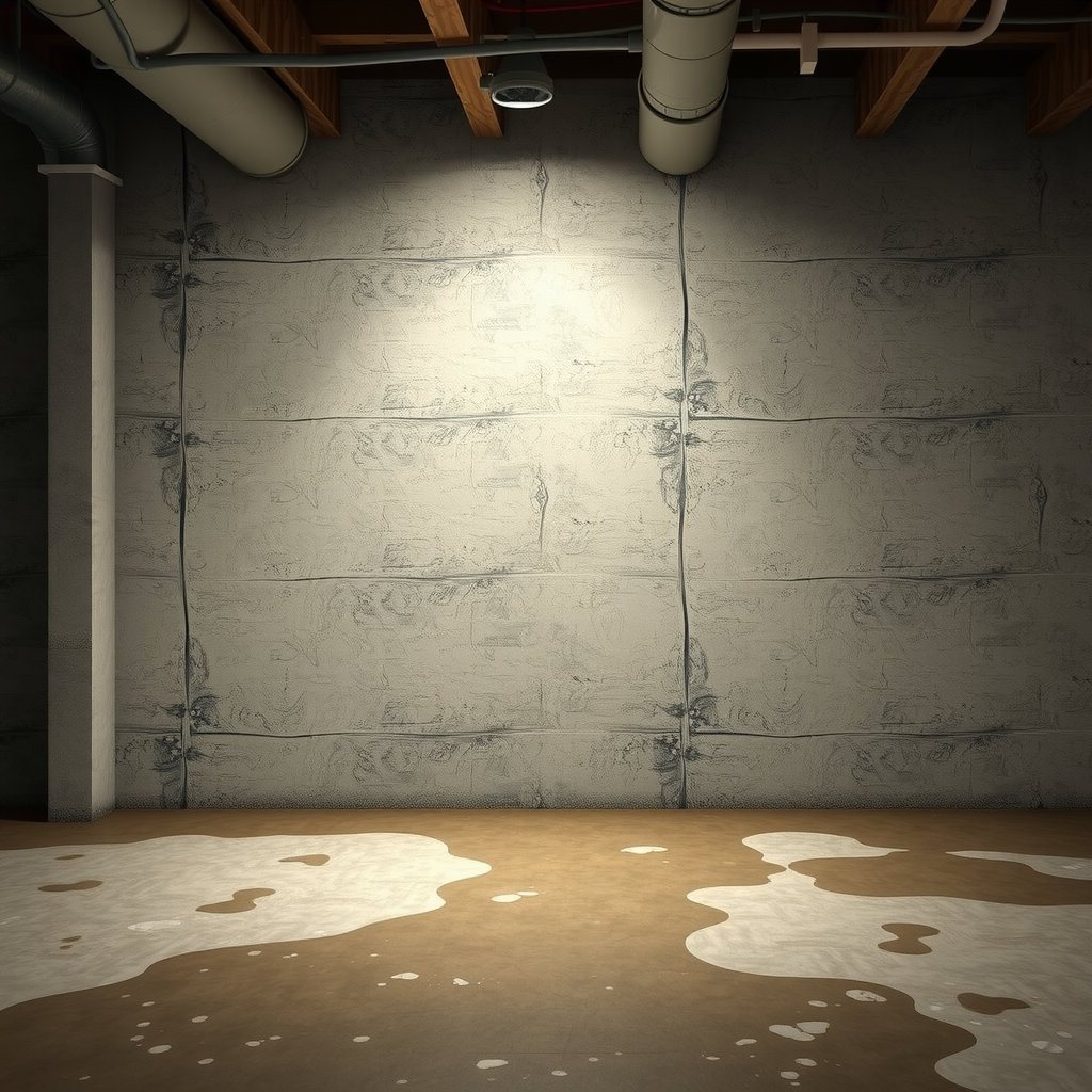 A slab leak in a basement.